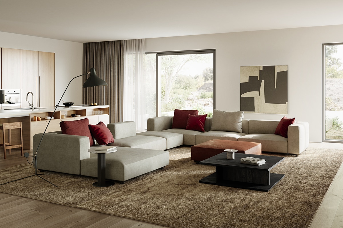 COMPOSIT SYSTEM SOFA オットマンファンシェイプ45°