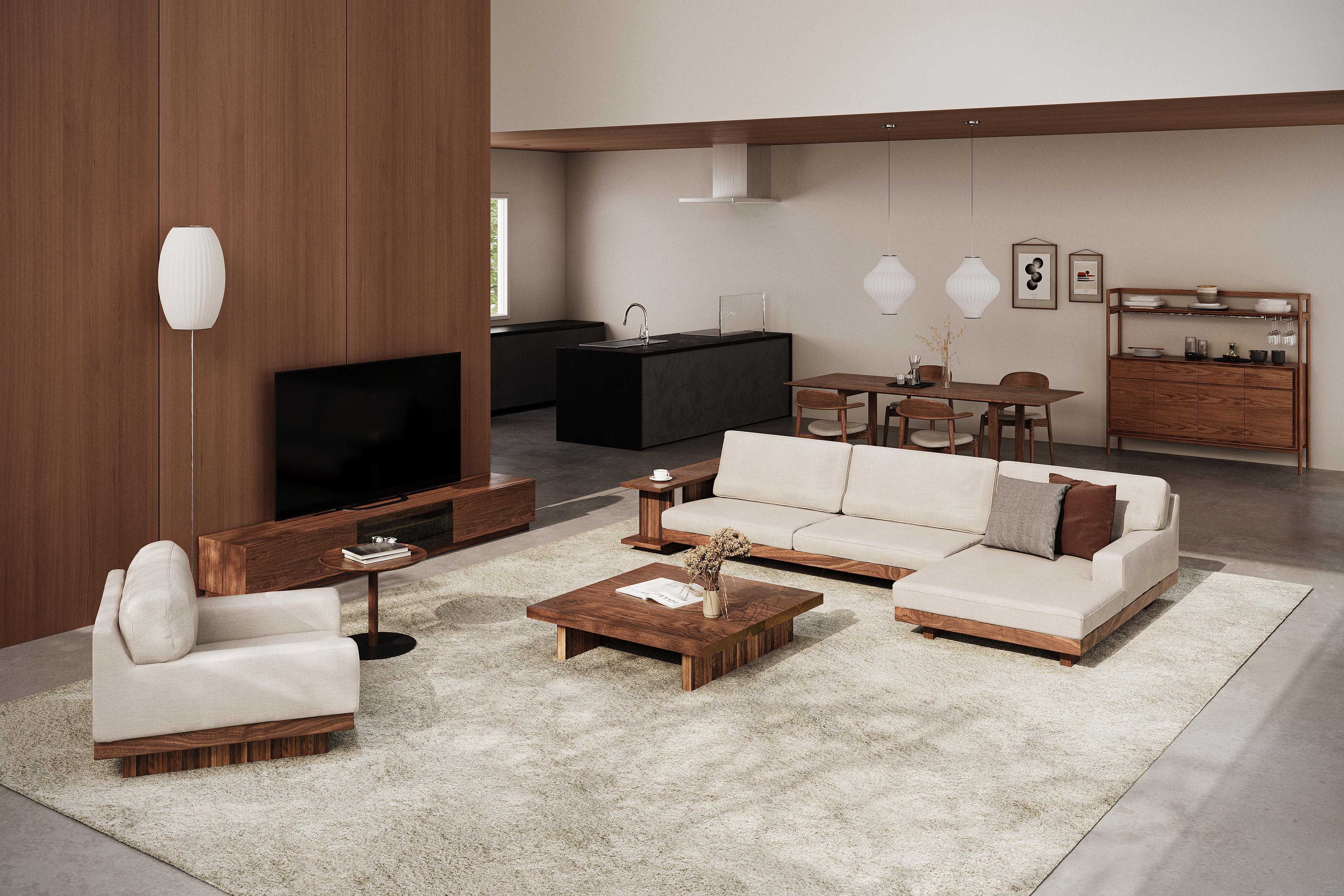 DANISH LOW LIVING TABLE W100cm x D100cm x H30cm