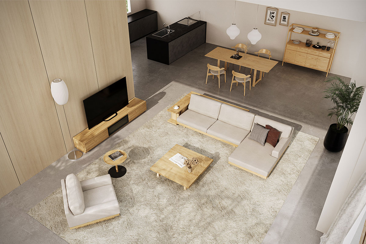 DANISH LOW LIVING TABLE W100cm x D100cm x H30cm